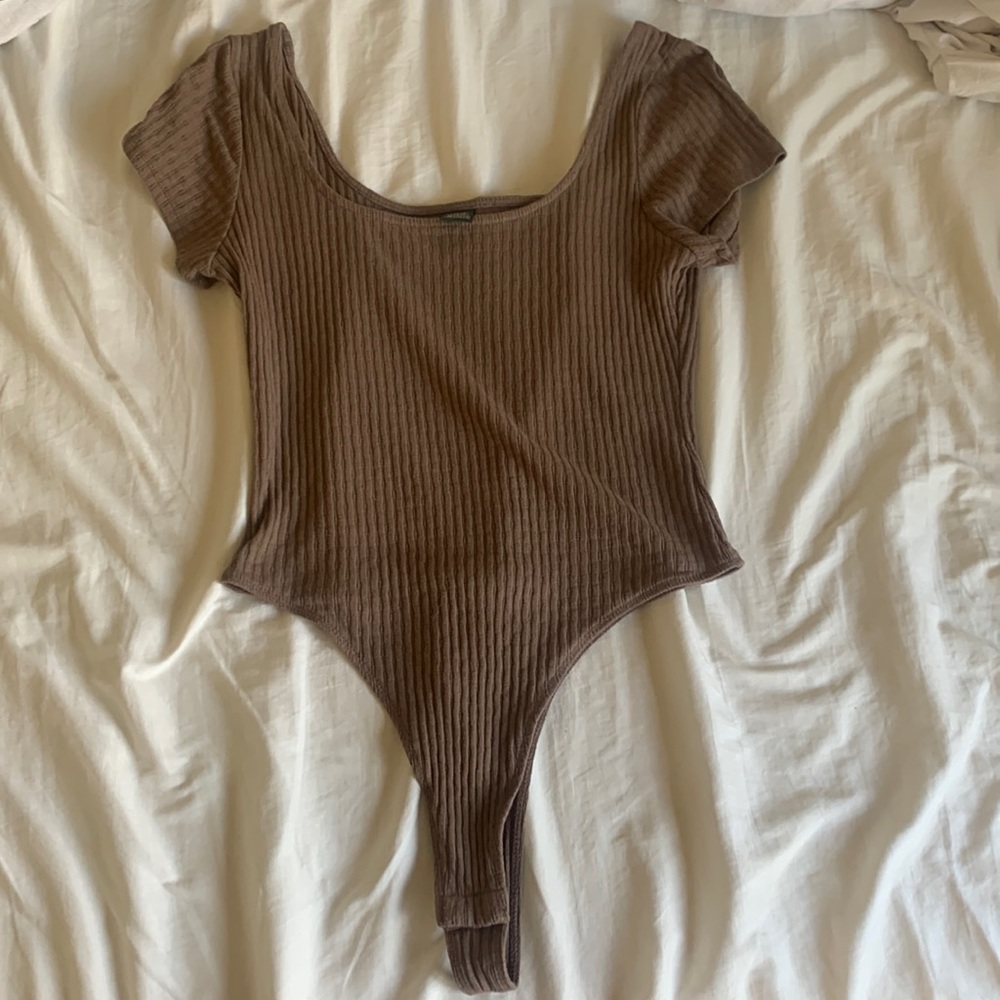 Brown One piece square neck line